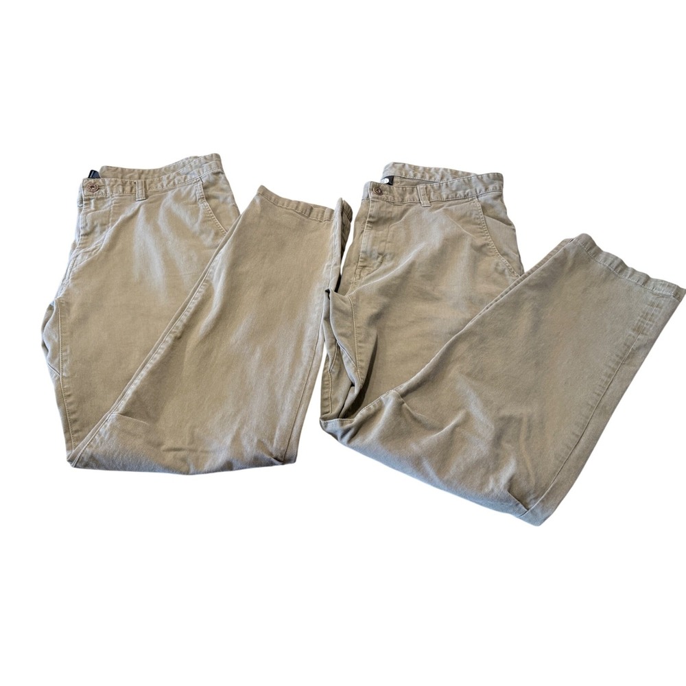 The North Face Mens Khaki Chino Pants 34 Regular Straight Leg Olive Green x2